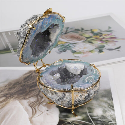 Natural Stones Druzy Agate Geode Jewelry Box