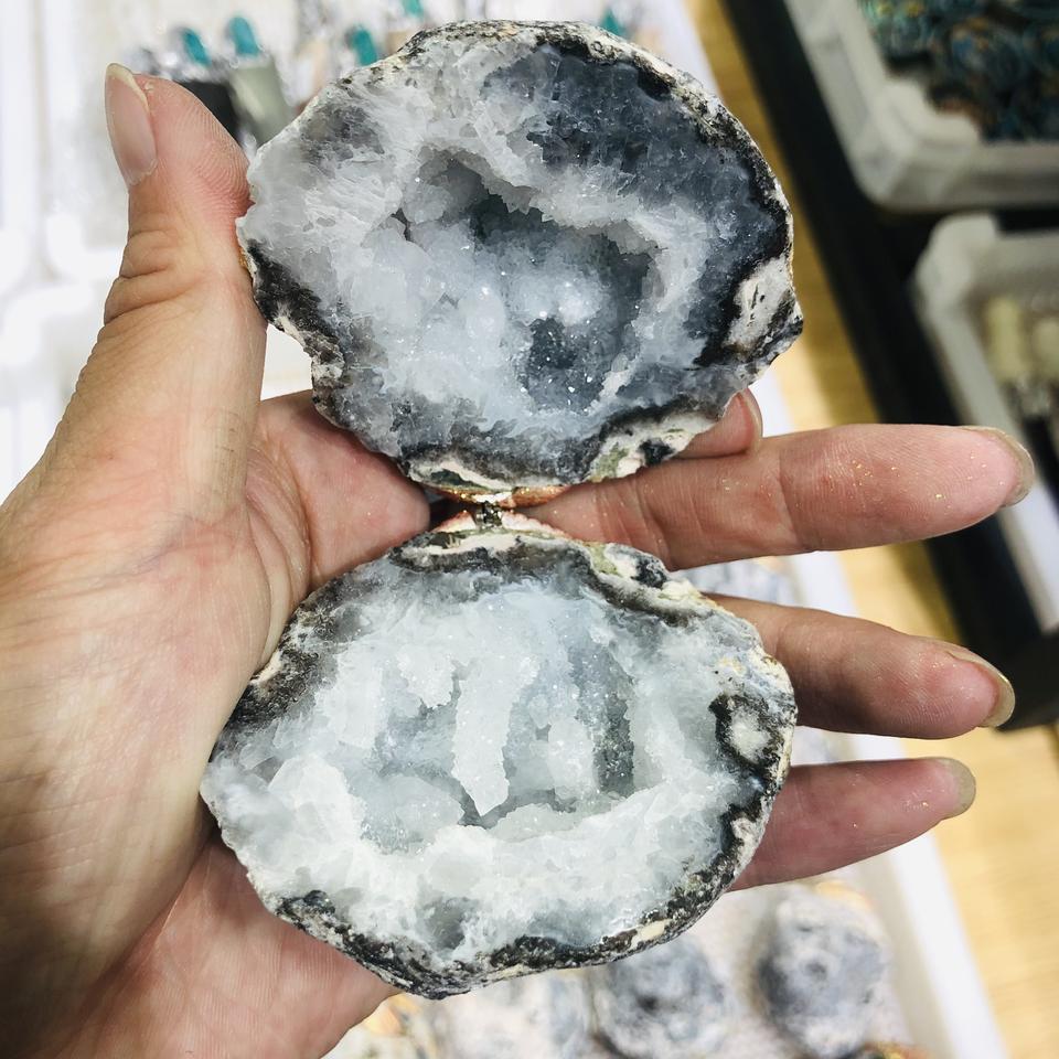 Natural Crystal Druzy Mexican Agate Geode Ring Box