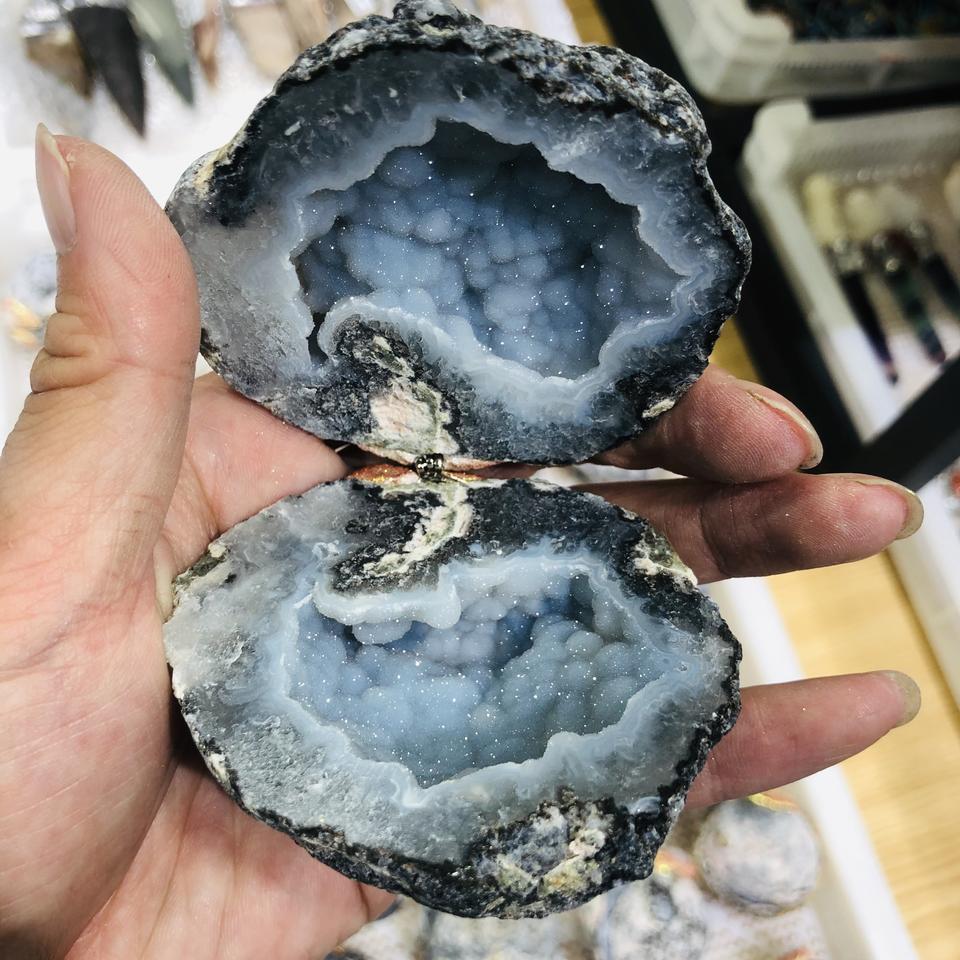 Natural Crystal Druzy Mexican Agate Geode Ring Box
