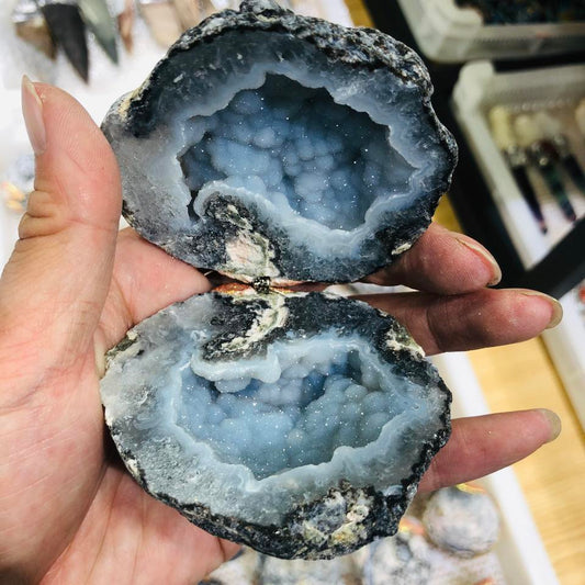 Natural Crystal Druzy Mexican Agate Geode Ring Box