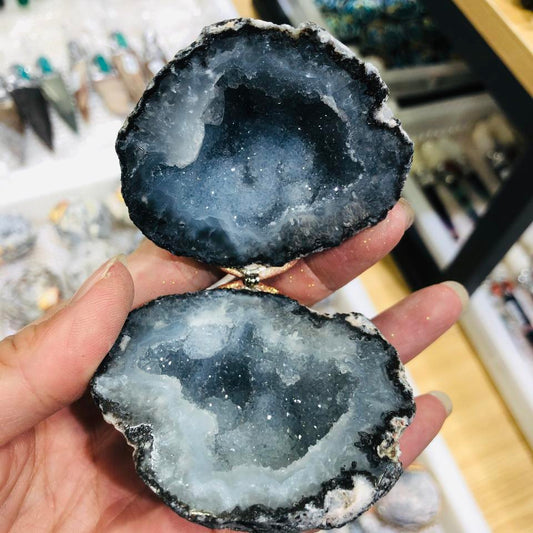 Natural Crystal Druzy Mexican Agate Geode Ring Box