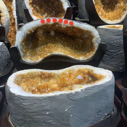 Natural Crystal Citrine Cluster Titanium Crystal Geodes