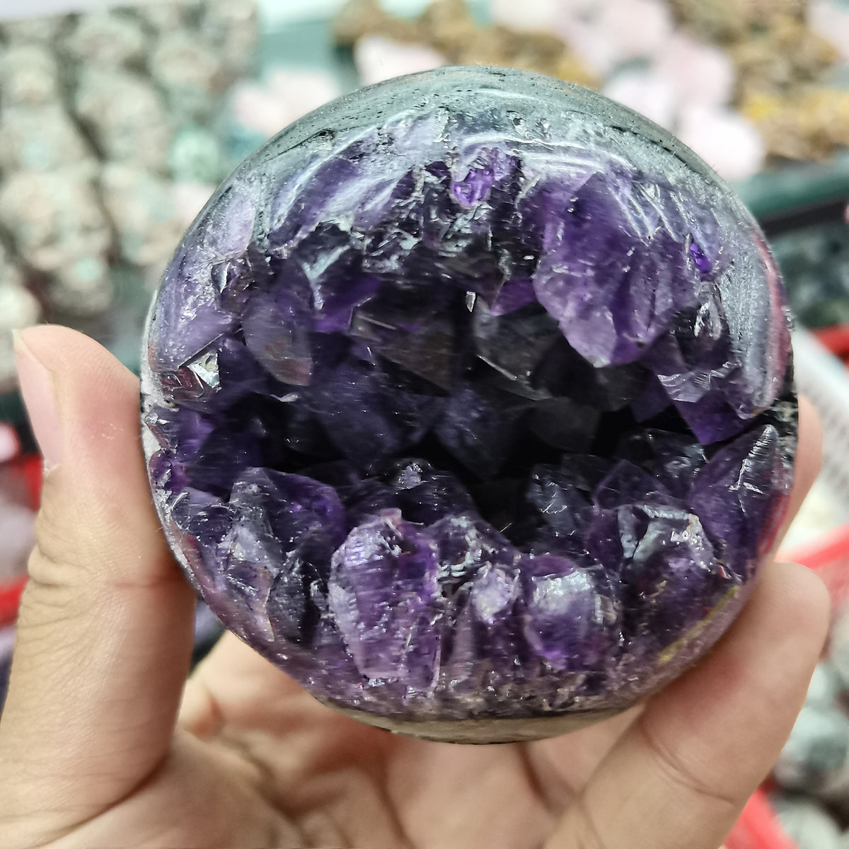1pc Natural crystals Brazil Amethyst Geode Agate Spheres