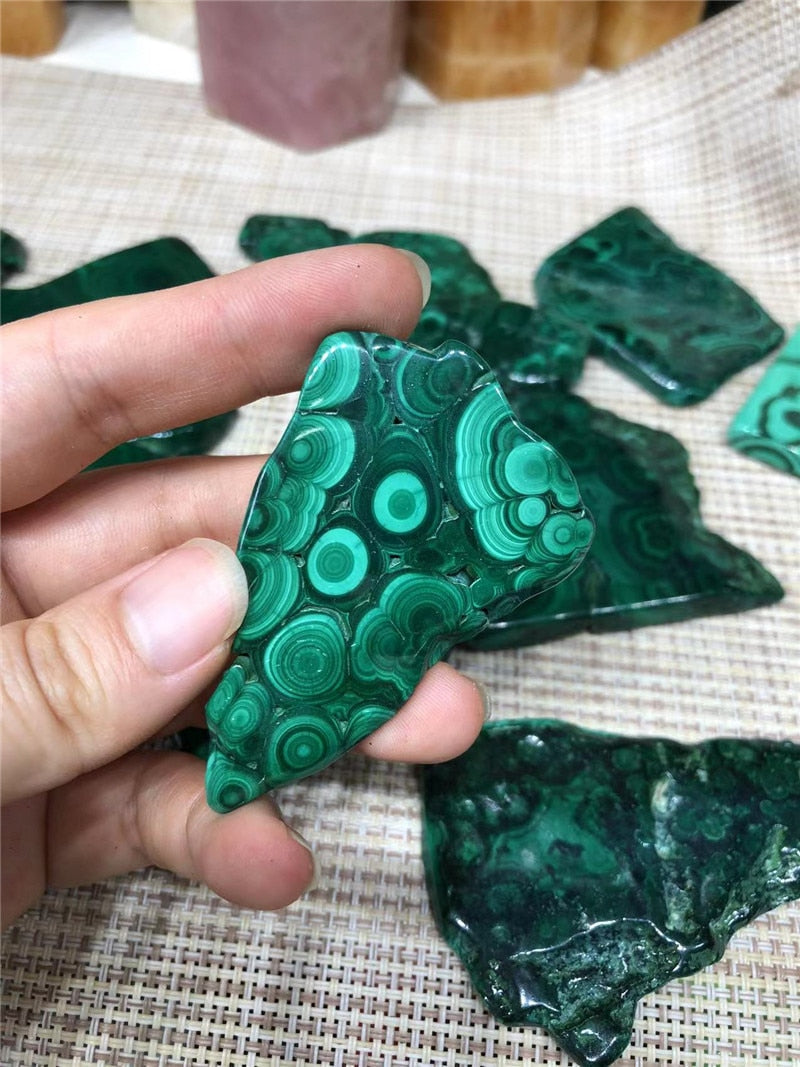 Natural Malachite Slice Crystal Geodes