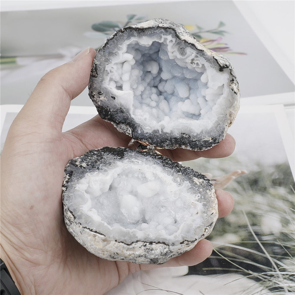 Natural Agate Geode Rough Quartz Ring Box