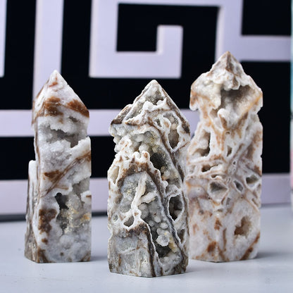 Healing Druzy Crystal White Agate Tower Natural Crystal Gemstone