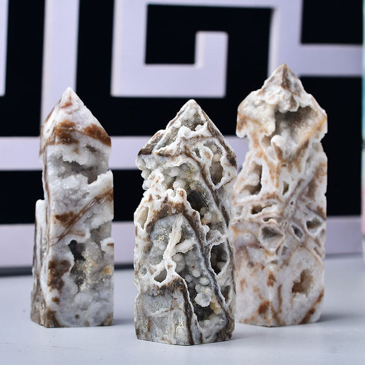 Healing Druzy Crystal White Agate Tower Natural Crystal Gemstone