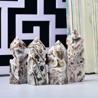 Healing Druzy Crystal White Agate Tower Natural Crystal Gemstone