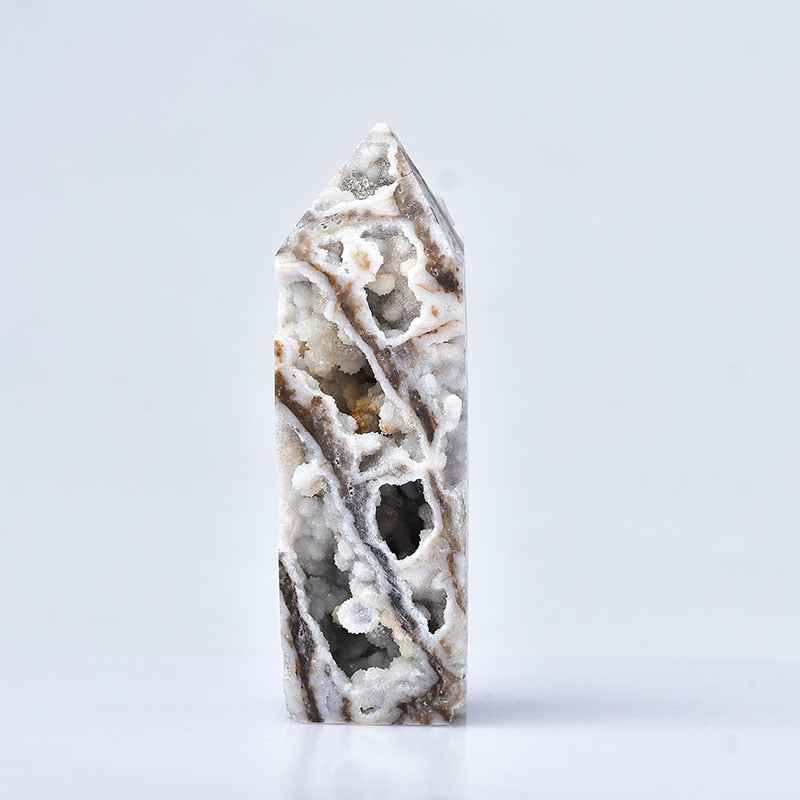 Healing Druzy Crystal White Agate Tower Natural Crystal Gemstone