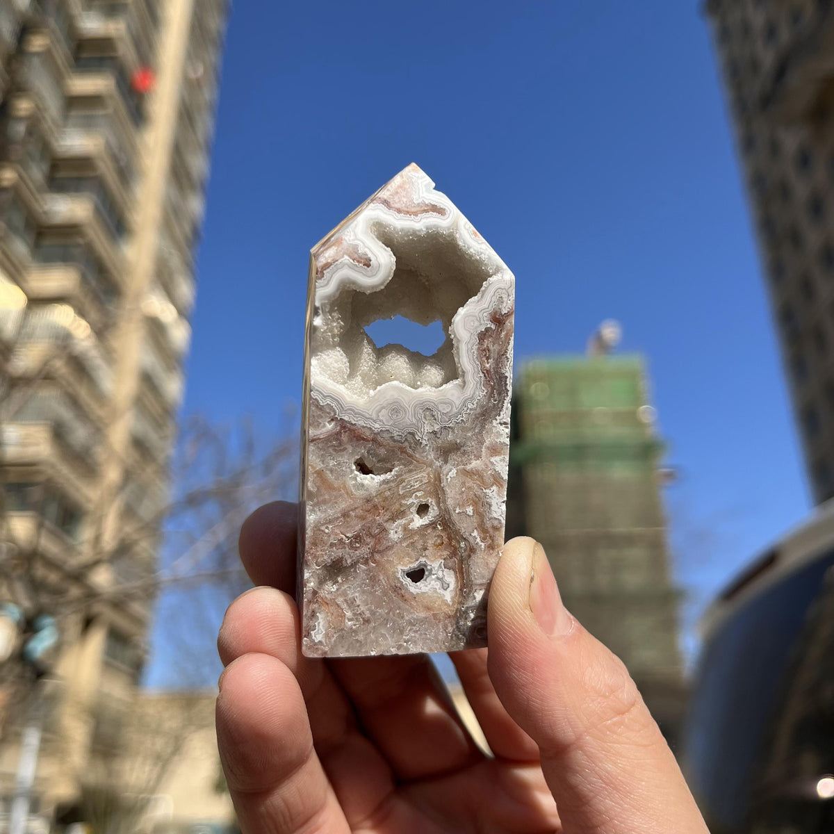 Natural Mexico Agate Towers Druzy Crystal Quartz